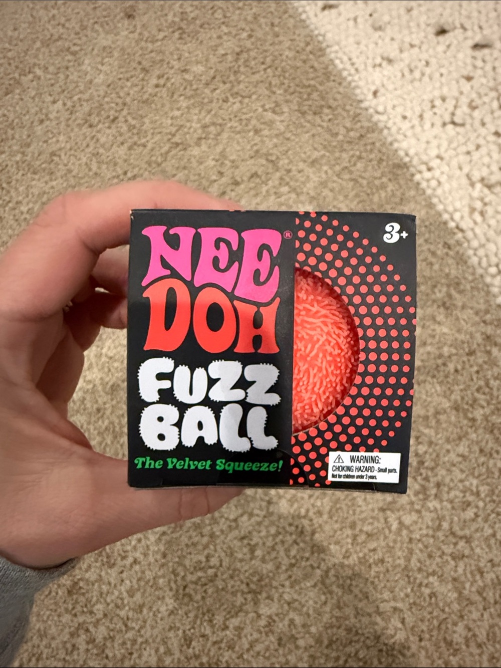 Nee Doh Fuzz Ball orange  Velvet Squeeze Toy